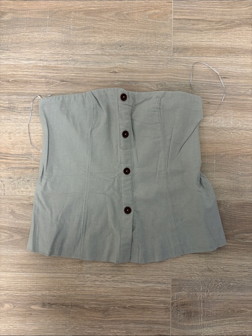 Abercrombie & Fitch Sage Green Strapless Button-Front Bustier